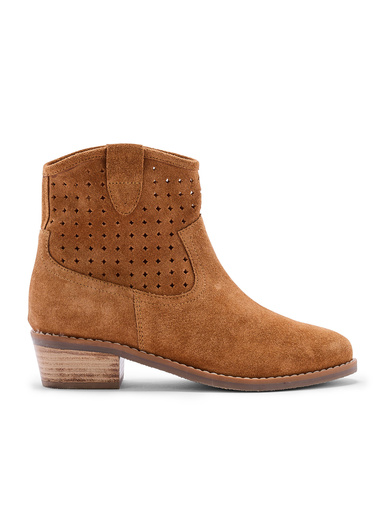 Boots à talon cuir velours ajouré