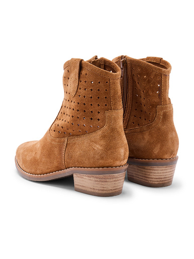 Boots à talon cuir velours ajouré