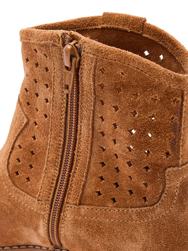 Boots à talon cuir velours ajouré