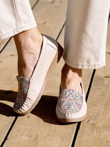 Mocassins ethniques grande largeur