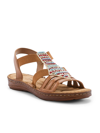 Sandales élastiquées avec perles fantais