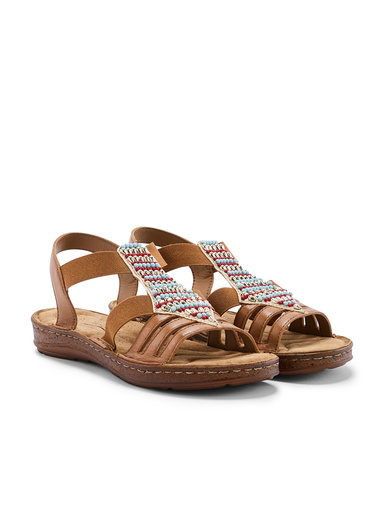 Sandales élastiquées avec perles fantais