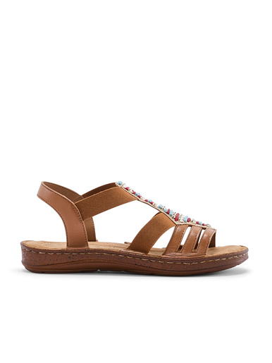 Sandales élastiquées avec perles fantais