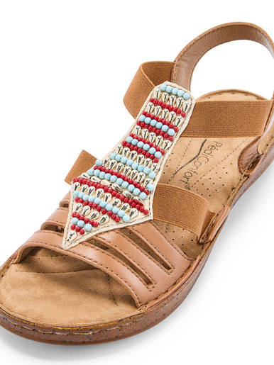 Sandales élastiquées avec perles fantais