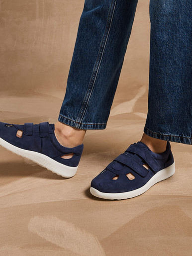 Baskets extra larges cuir ajouré