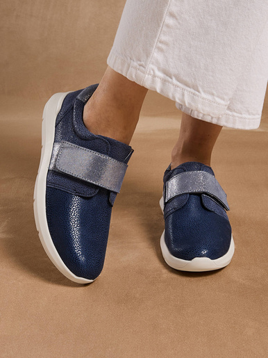 Derbies à large patte scratch - Pédiconfort - Bleu