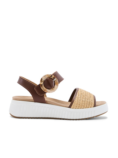 Sandales à scratch cuir et raphia