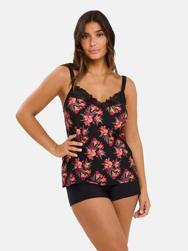 Caraco Oriane - Sans Complexe - Bouquets noir / rose