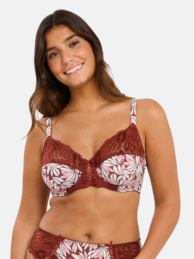 Soutien-gorge Amelie Print à armatures - Sans Complexe - Floral rouge cabernet