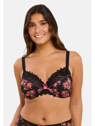 Soutien-gorge Oriane à armatures - Sans Complexe - Bouquets noir / rose