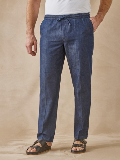 Pantalon élastiqué en denim léger
