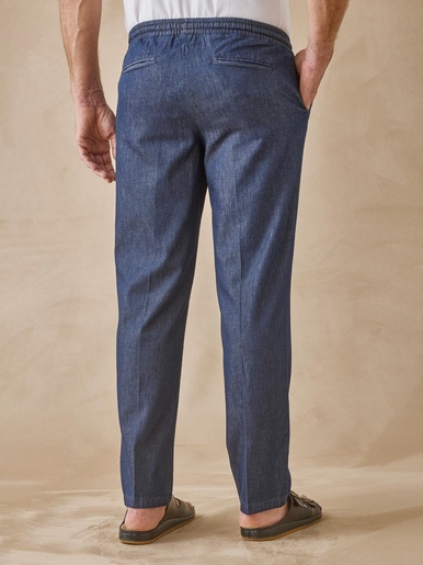 Pantalon élastiqué en denim léger