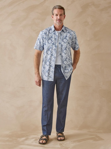 Pantalon élastiqué en denim léger