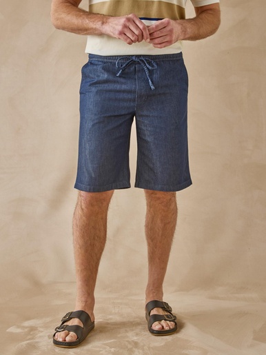 Bermuda élastiqué en denim léger