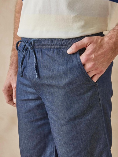 Bermuda élastiqué en denim léger