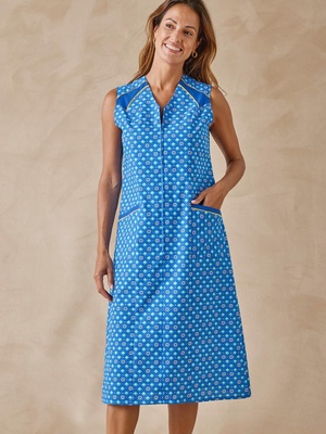 Tablier Sans Manches Zippé DAXON Femme Taille 44 - Imprimé Bleu