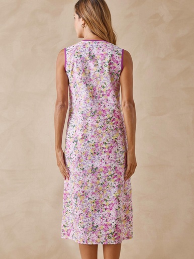 Tablier sans manches boutonné - Daxon - Imprimé rose