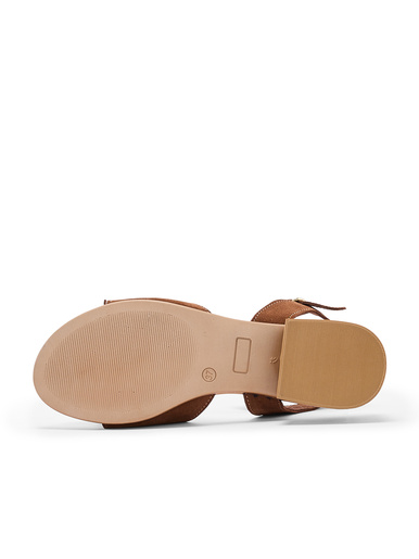 Sandales cuir avec fleur fantaisie
