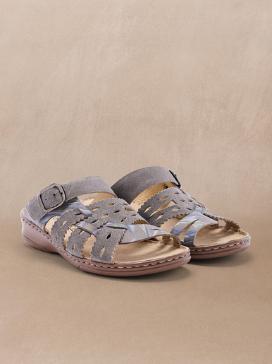 Mules en cuir à scratchs