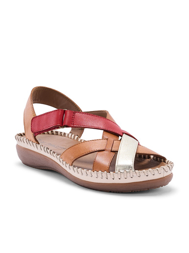 Sandales à scratch en cuir