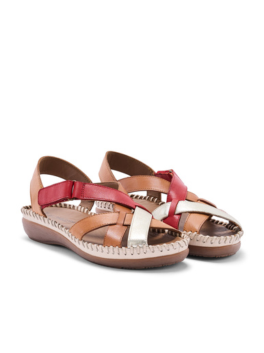 Sandales à scratch en cuir