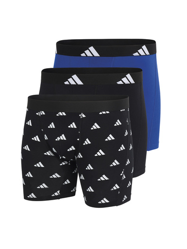 Lot de 3 boxers longs coton Active Flex - Adidas - Noir/bleu