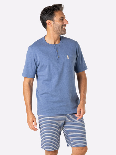 Pyjacourt interlock - Eminence - Bleu chine/blanc