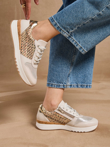 Baskets fantaisie cuir et textile