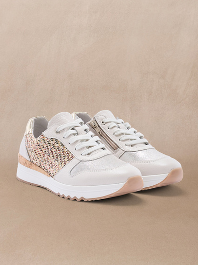 Baskets fantaisie cuir et textile