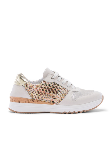 Baskets fantaisie cuir et textile