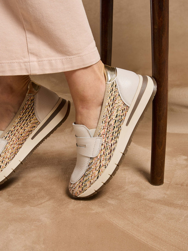 Mocassins cuir et textile