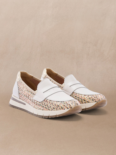Mocassins cuir et textile