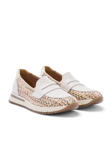 Mocassins cuir et textile