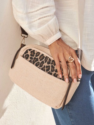 Sac-pochette effet toile de jute