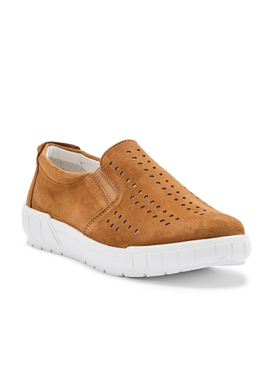 Mocassins cuir velours perforé