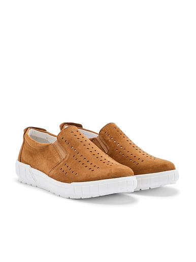 Mocassins cuir velours perforé