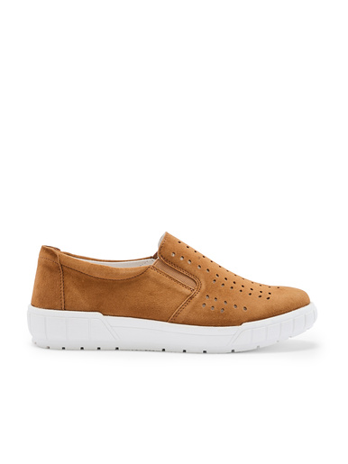 Mocassins cuir velours perforé