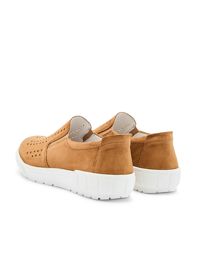 Mocassins cuir velours perforé