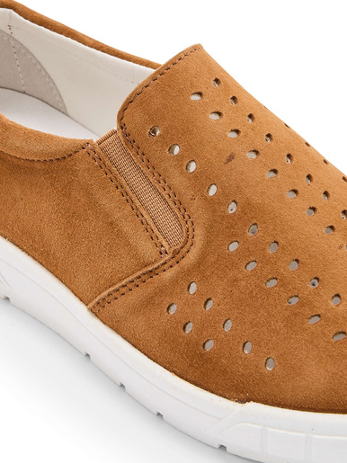 Mocassins cuir velours perforé