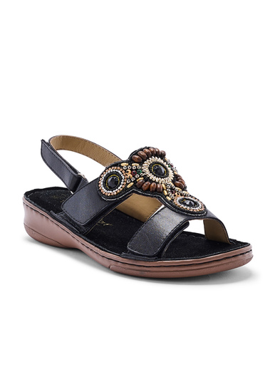 Sandales fantaisie extra larges en cuir