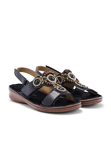 Sandales fantaisie extra larges en cuir