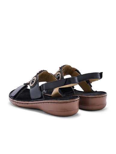 Sandales fantaisie extra larges en cuir