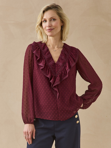 Blouse plumetis détails macramé