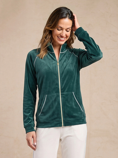 Veste velours zippée col montant