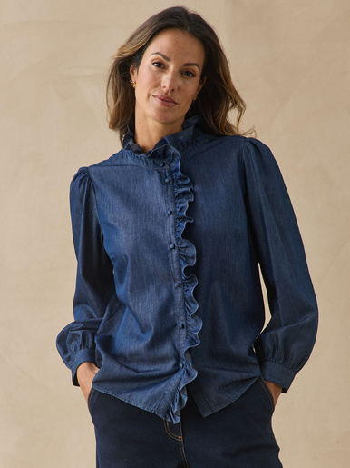 Chemisier volanté en denim