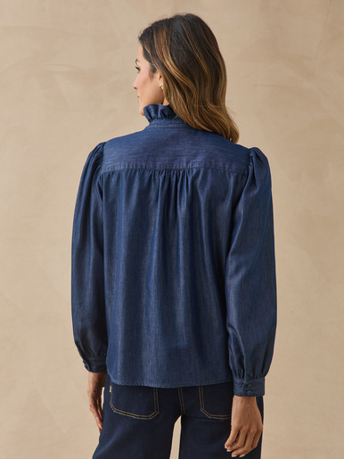 Chemisier volanté en denim