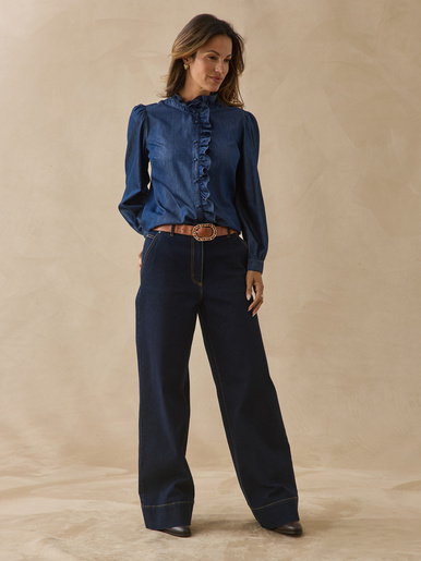 Chemisier volanté en denim