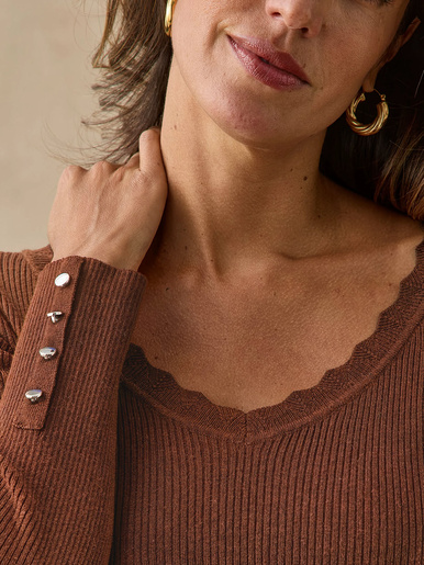 Pull encolure V avec laine