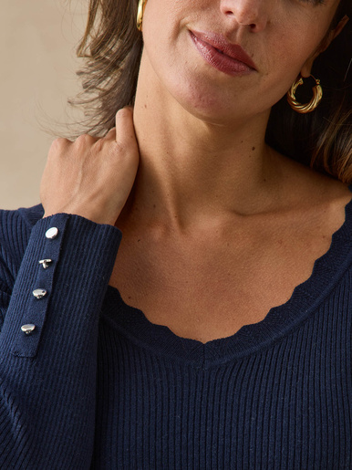 Pull encolure V avec laine