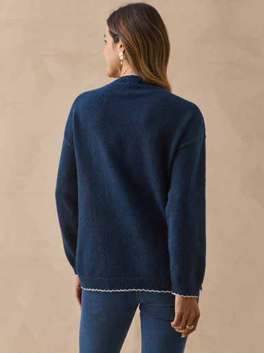 Pull classique avec laine col rond